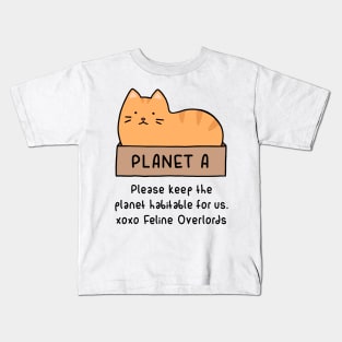 Orange Cat - Habitable Planet (White) Kids T-Shirt